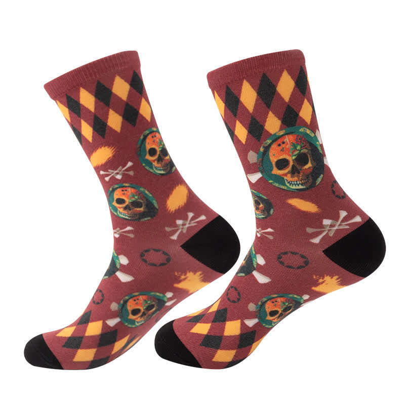 Halloween Spooky Skull Quarter Socks(5 Pairs) - B - EU36-44(US4-10) - image 5
