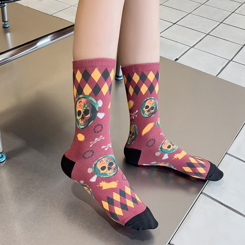 Halloween Spooky Skull Quarter Socks(5 Pairs) - image 4