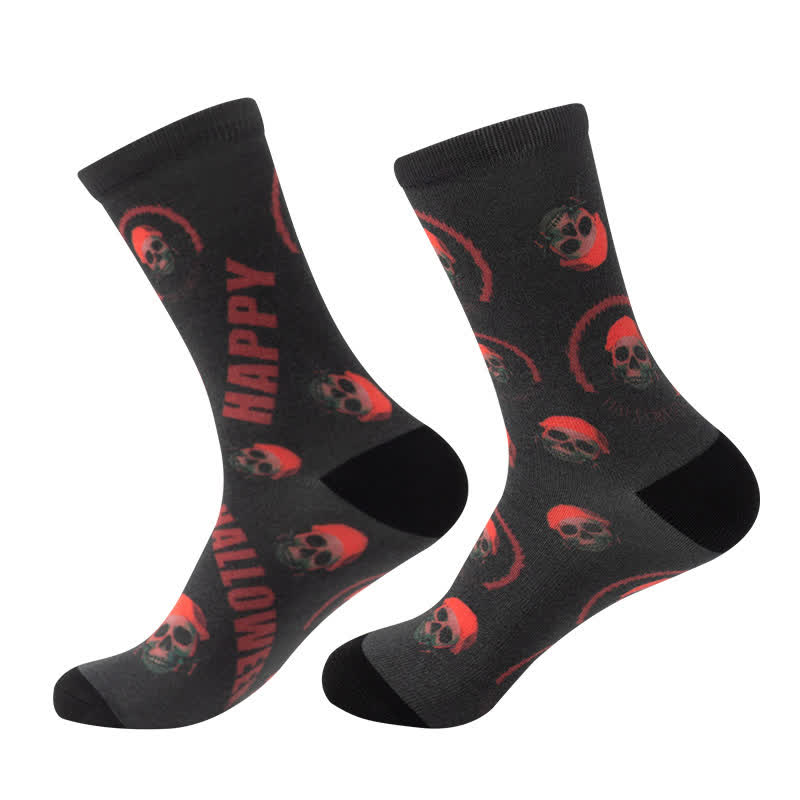 Halloween Spooky Skull Quarter Socks(5 Pairs) - D - EU36-44(US4-10) - image 9