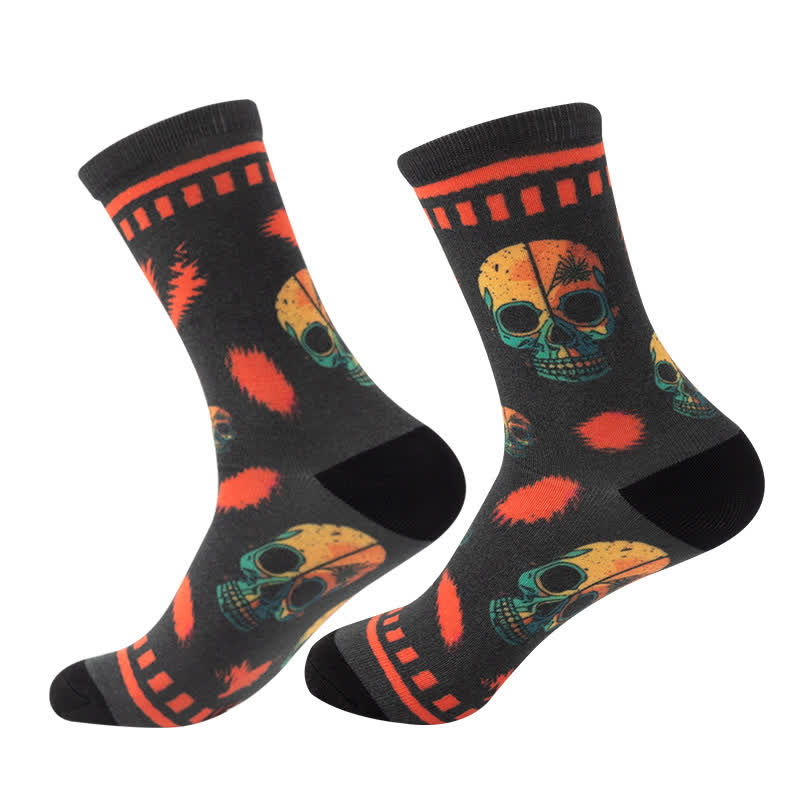Halloween Spooky Skull Quarter Socks(5 Pairs) - E - EU36-44(US4-10) - image 11
