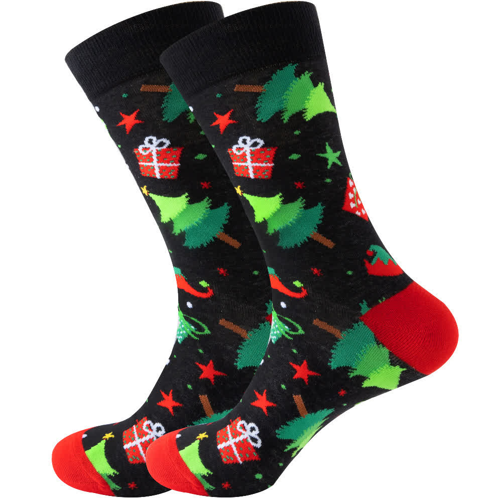 Plus Size Cute Christmas Series Quarter Socks(10 Pairs) - Black-A - EU39-45(US6-11) - image 2