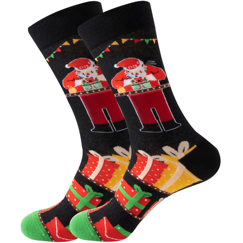 Plus Size Cute Christmas Series Quarter Socks(10 Pairs) - Black-C - EU39-45(US6-11) - image 10