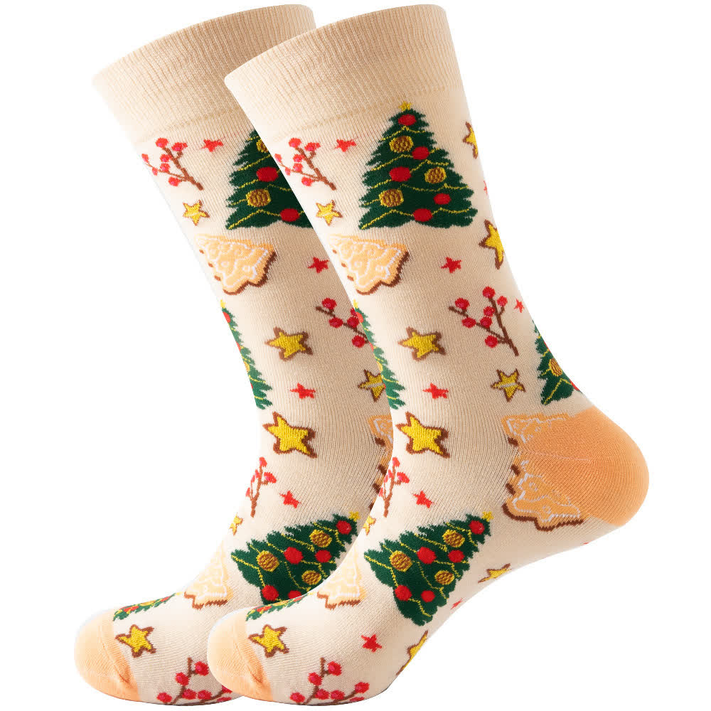 Plus Size Cute Christmas Series Quarter Socks(10 Pairs) - Khaki - EU39-45(US6-11) - image 3