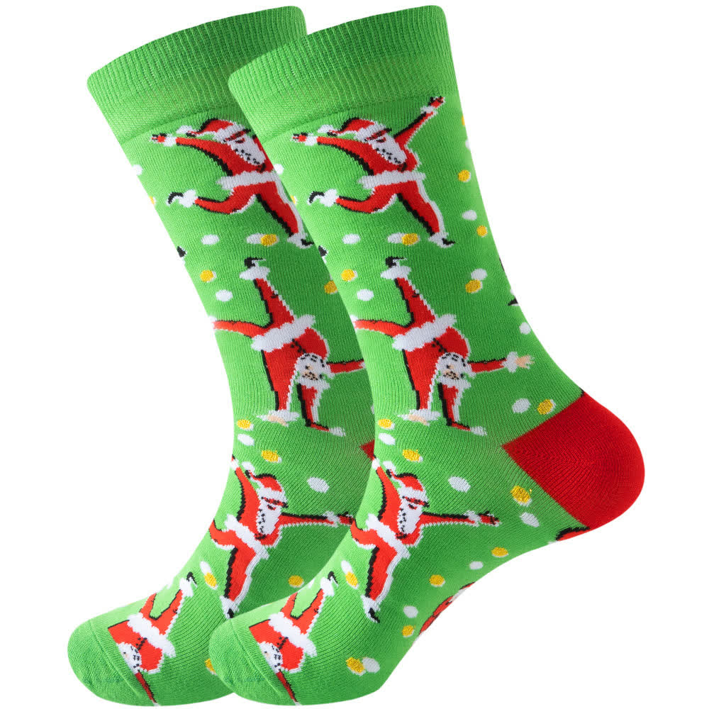 Plus Size Cute Christmas Series Quarter Socks(10 Pairs) - Green - EU39-45(US6-11) - image 5