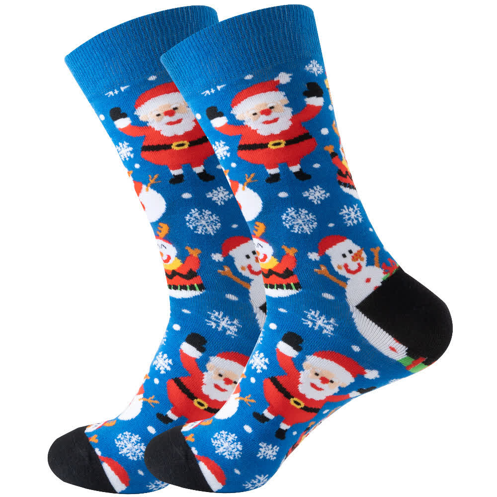Plus Size Cute Christmas Series Quarter Socks(10 Pairs) - Blue - EU39-45(US6-11) - image 11