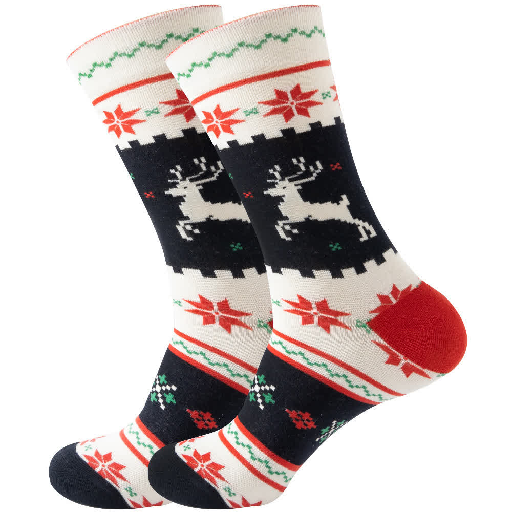 Plus Size Cute Christmas Series Quarter Socks(10 Pairs) - White - EU39-45(US6-11) - image 9
