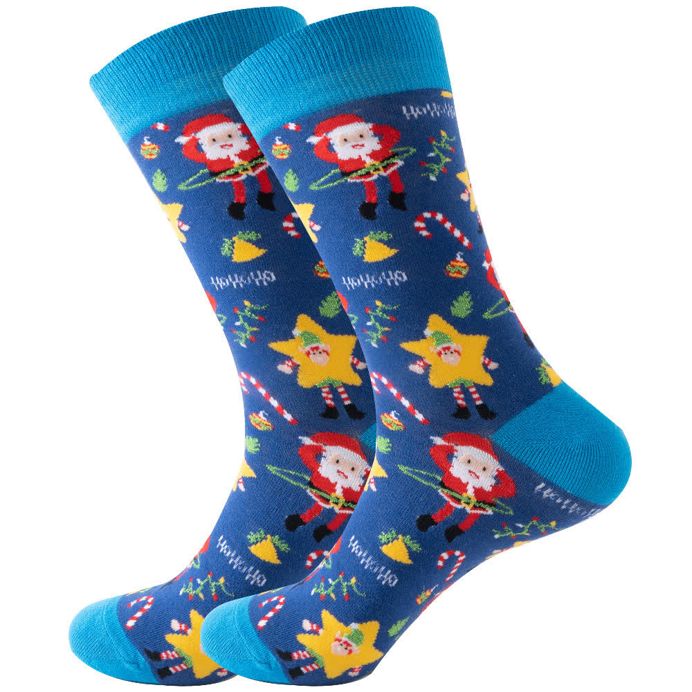 Plus Size Cute Christmas Series Quarter Socks(10 Pairs) - Dark Blue - EU39-45(US6-11) - image 4