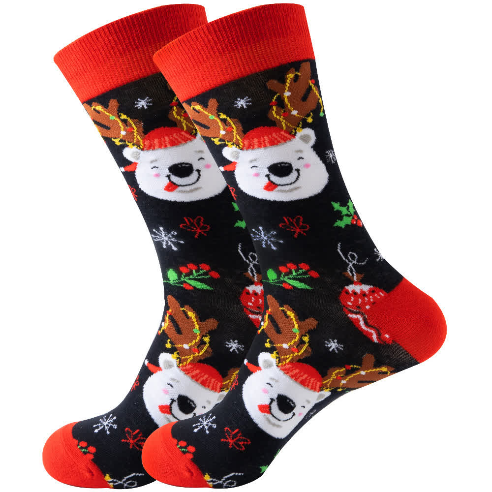 Plus Size Cute Christmas Series Quarter Socks(10 Pairs) - Black-B - EU39-45(US6-11) - image 6