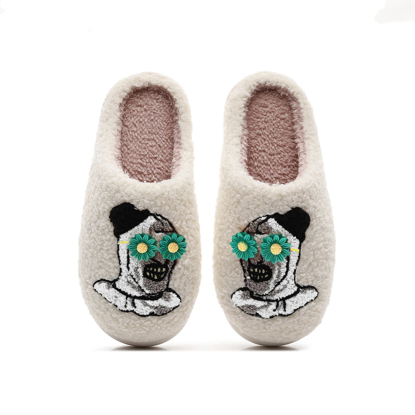 Halloween Skull Slippers with Flower Glasses - White - Green - EU44-45(US10-11) - image 21