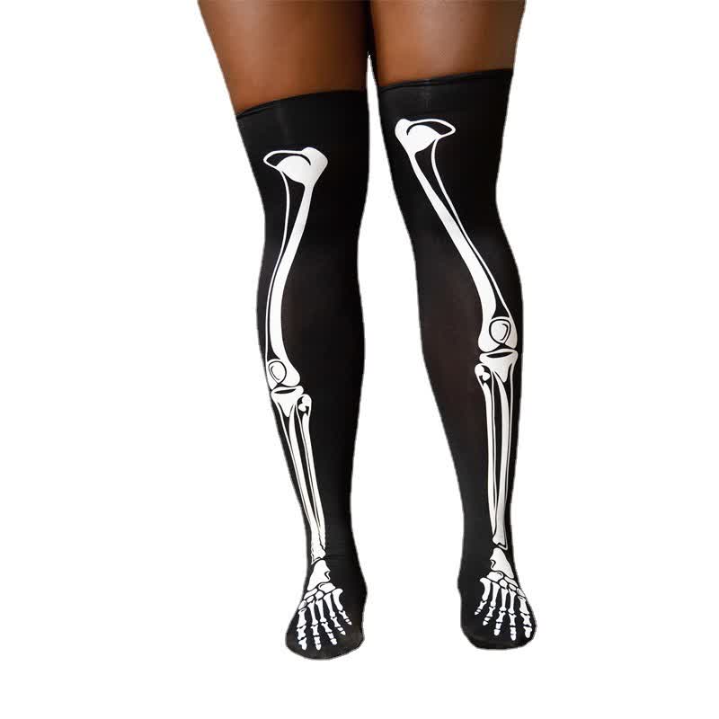 Halloween Skull Print Thigh High Stockings - image 4
