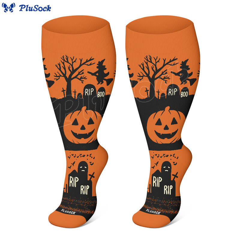 Plus Size Halloween Cat Spider Compression Socks(3 Pairs) - image 3