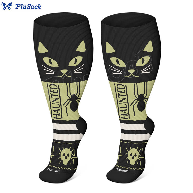 Plus Size Halloween Cat Spider Compression Socks(3 Pairs) - image 4