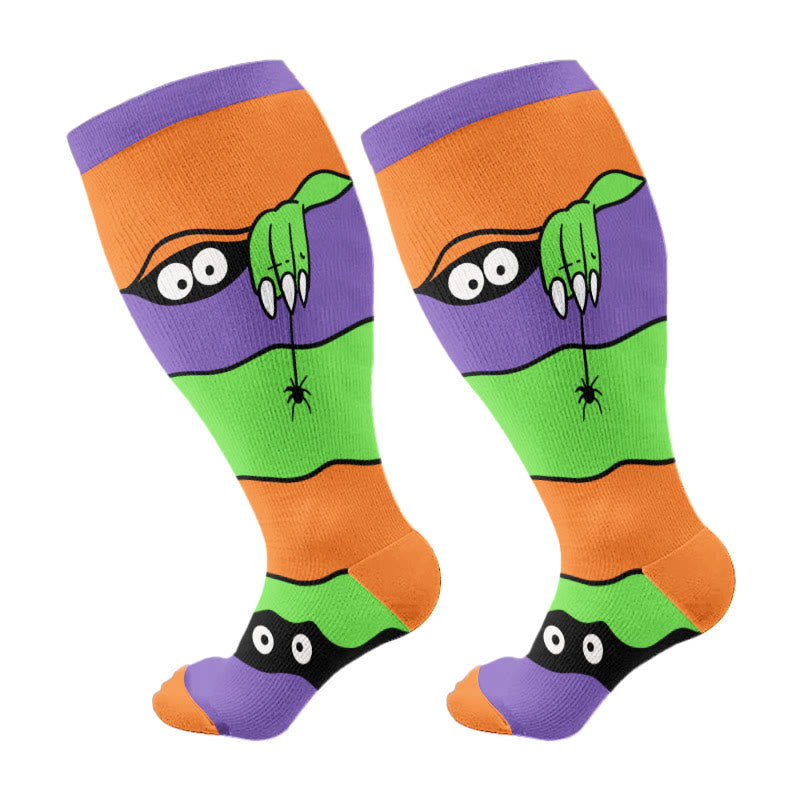 Plus Size Halloween Eyes Compression Socks(3 Pairs) - Purple(1 Pair) - 4XL - image 6