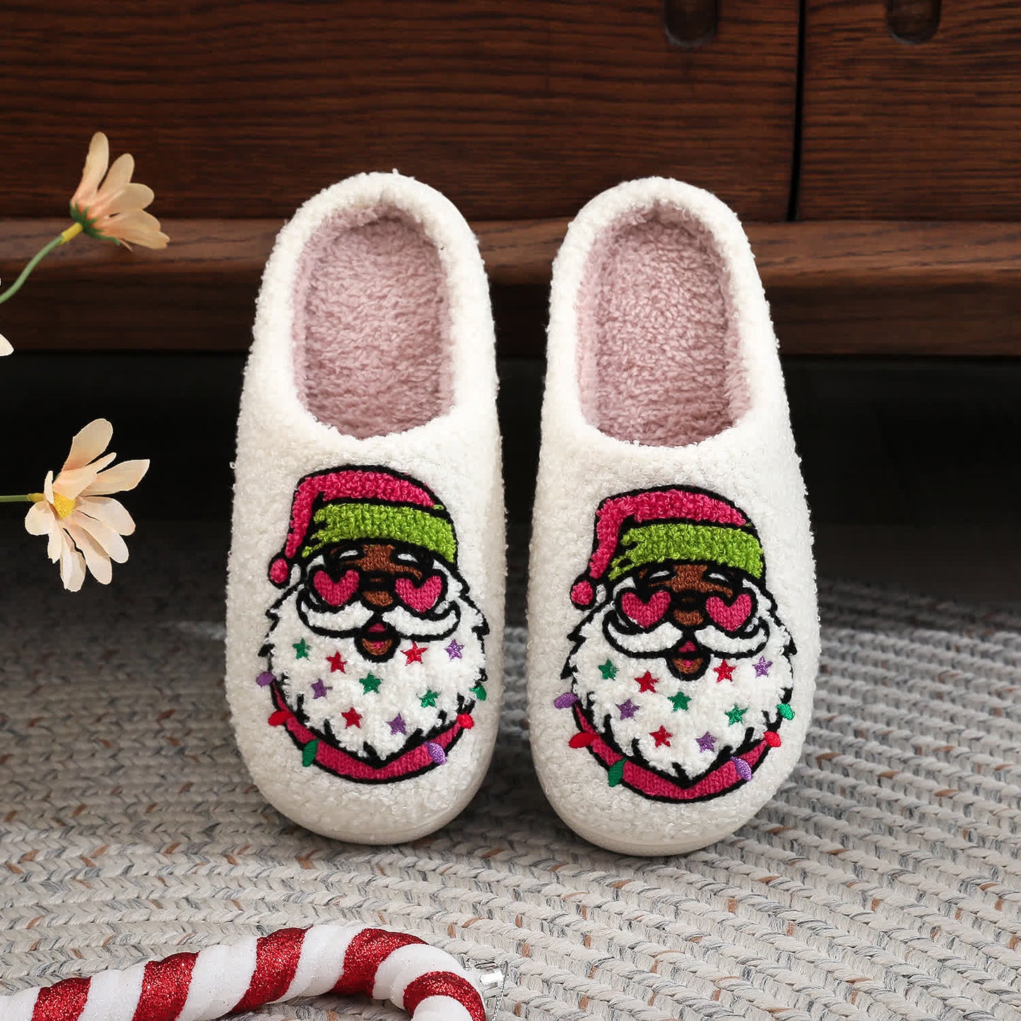 Plus Size Christmas Santa Claus Print Slippers - image 3