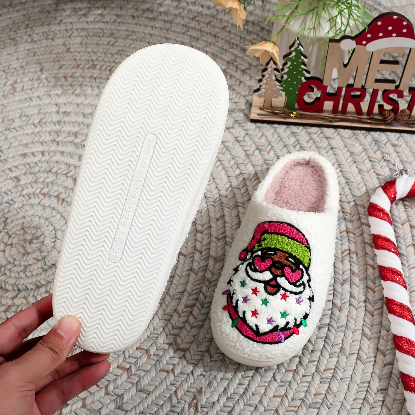 Plus Size Christmas Santa Claus Print Slippers - image 6