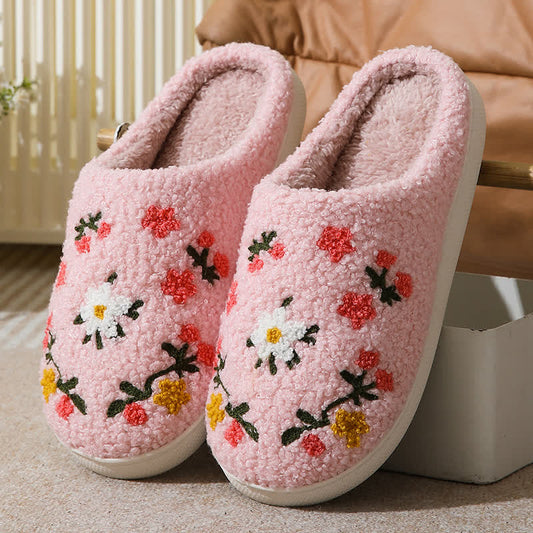 Plus Size Elegant Floral Print Slippers - Pink - EU43-44(US9-10) - image 1