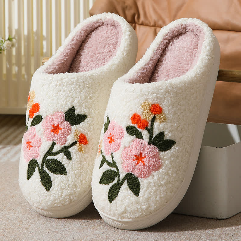 Plus Size Elegant Floral Print Slippers - White-B - EU43-44(US9-10) - image 3
