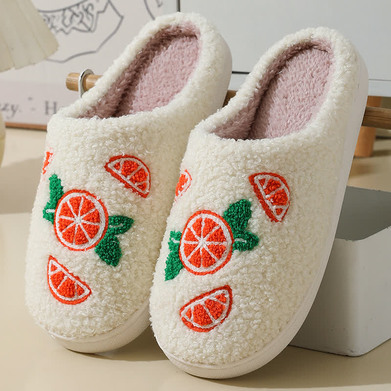 Plus Size Orange Print Slippers - White - EU43-44(US9-10) - image 2
