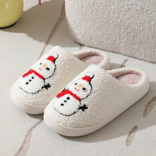 Plus Size Christmas Snowman Print Slippers - White - EU43-44(US9-10) - image 1