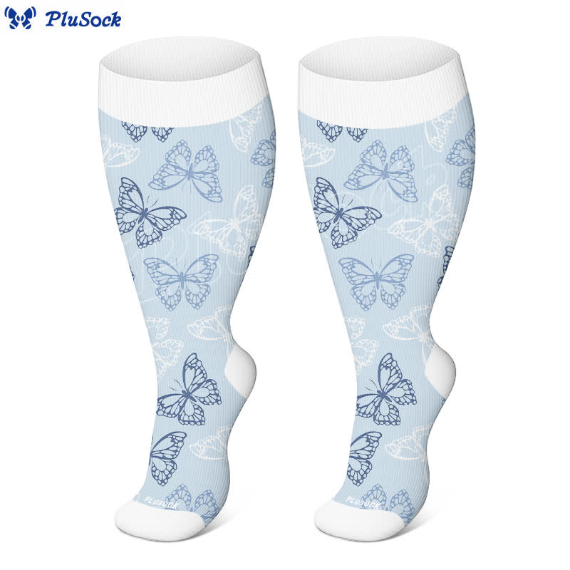 Plus Size Butterfly Flower Series Compression Socks(3 Pairs) - image 2
