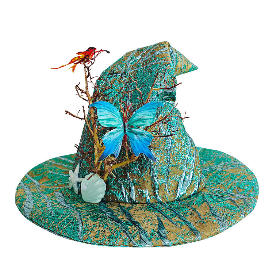 Halloween Butterfly Shell Witch Hat - Green - One Size - image 3
