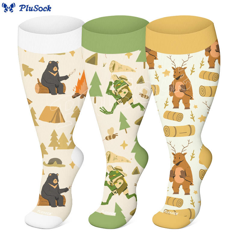 Plus Size Camping Time Compression Socks(3 Pairs) - image 1