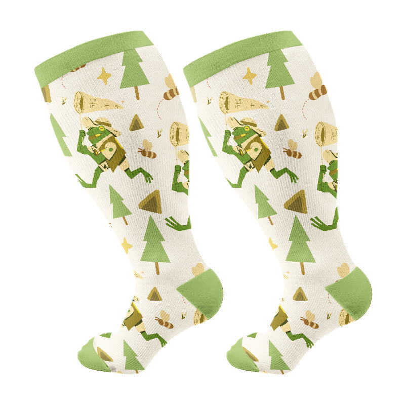 Plus Size Camping Time Compression Socks(3 Pairs) - Green(1 Pair) - 4XL - image 6