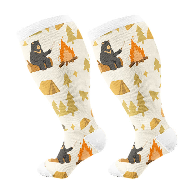 Plus Size Camping Time Compression Socks(3 Pairs) - White(1 Pair) - 4XL - image 7