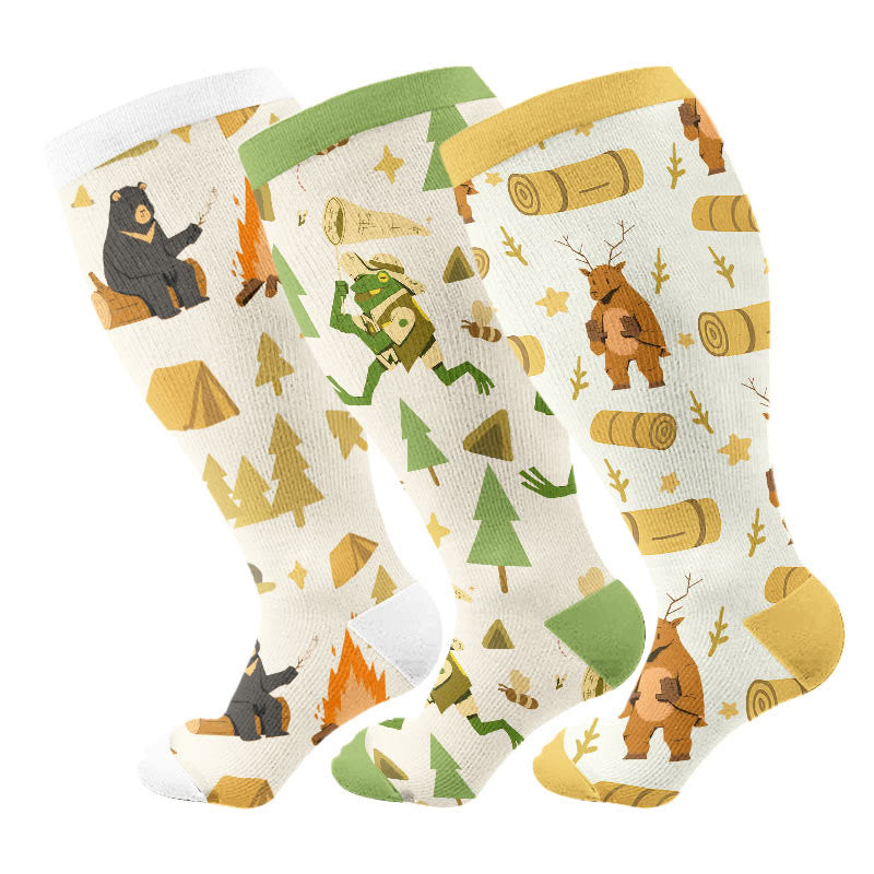 Plus Size Camping Time Compression Socks(3 Pairs) - Multicolor - 4XL - image 2