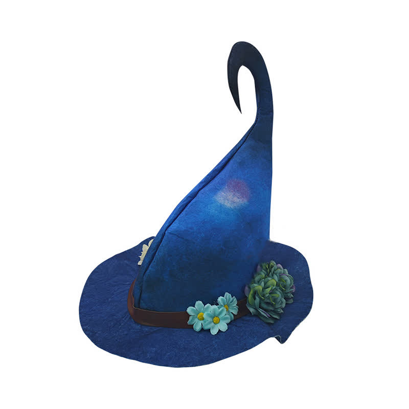 Halloween Floral Blue Witch Hat - image 6