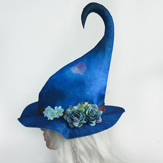 Halloween Floral Blue Witch Hat - Blue - One Size - image 1