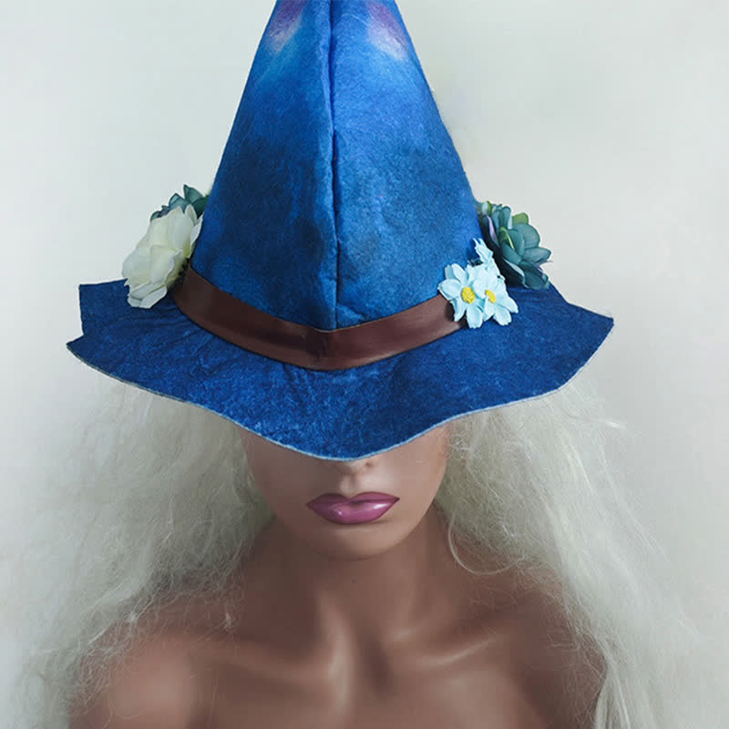 Halloween Floral Blue Witch Hat - image 4