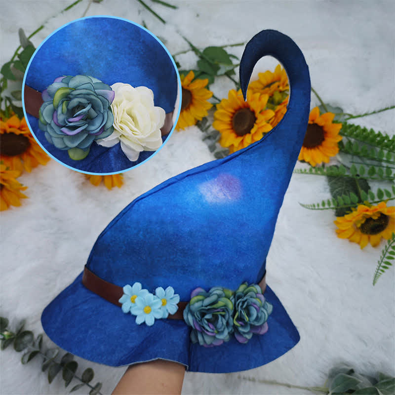 Halloween Floral Blue Witch Hat - image 2