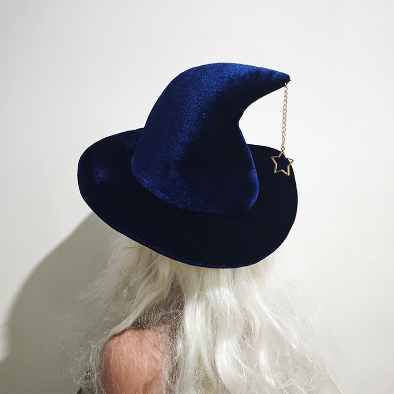 Vintage Witch Hat with Star Pendant - Blue - One Size - image 4