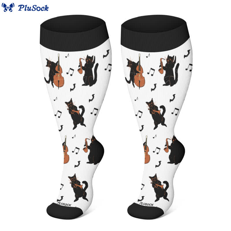 Plus Size Halloween Cute Animal Print Compression Socks(3 Pairs) - image 2