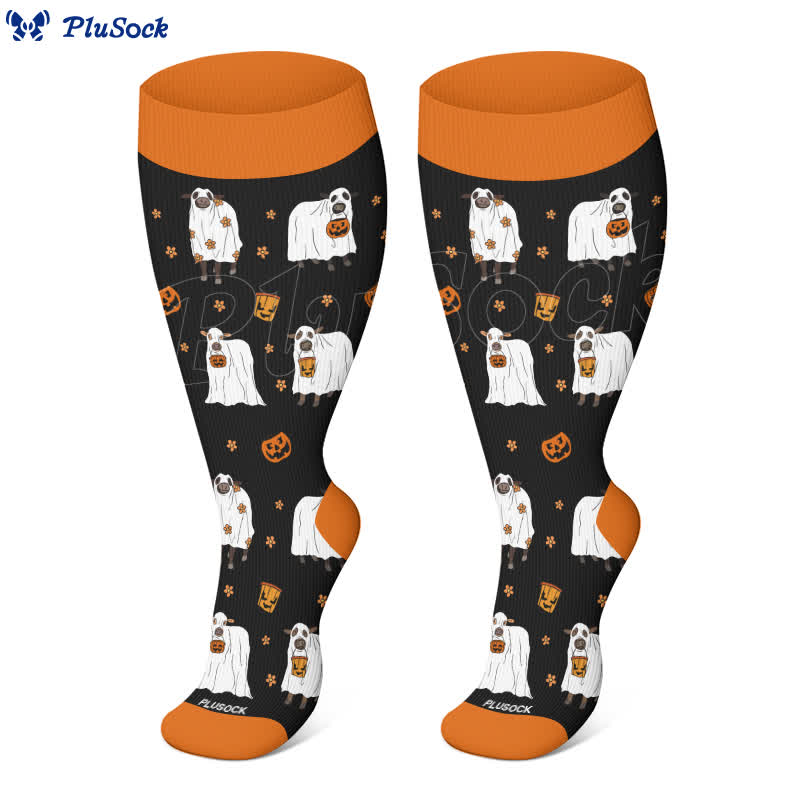 Plus Size Halloween Cute Animal Print Compression Socks(3 Pairs) - image 3