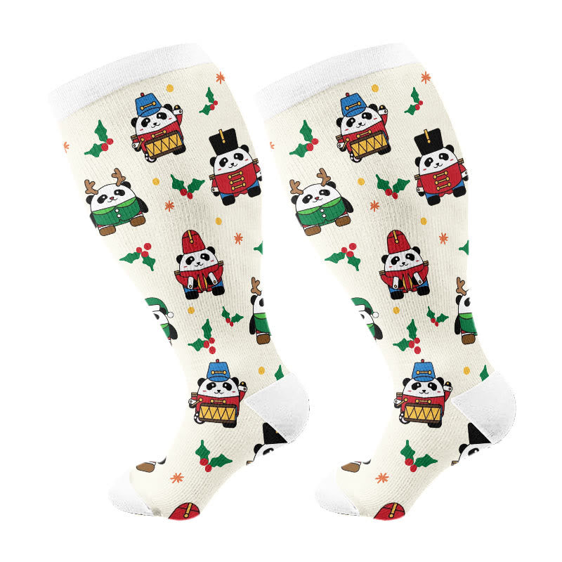 Plus Size Panda Angel Compression Socks(3 Pairs) - White(1 Pair) - 4XL - image 8