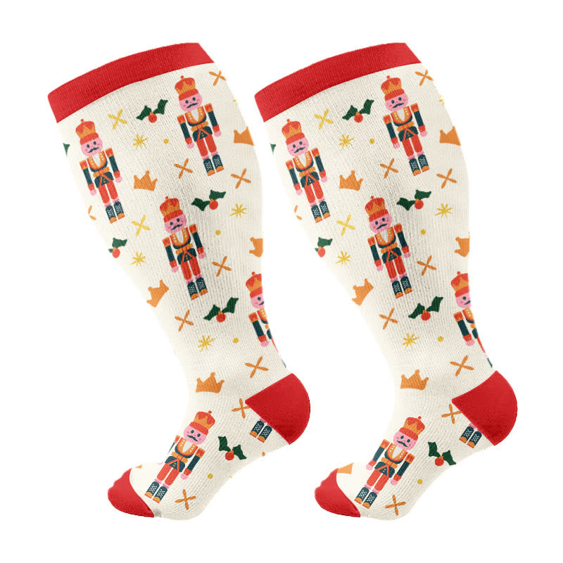 Plus Size Panda Angel Compression Socks(3 Pairs) - Red(1 Pair) - 4XL - image 7