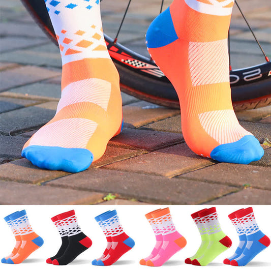 Graphics Color Block Quarter Compression Socks(6 Pairs) - Multicolor - EU40-45(US7-11) - image 1