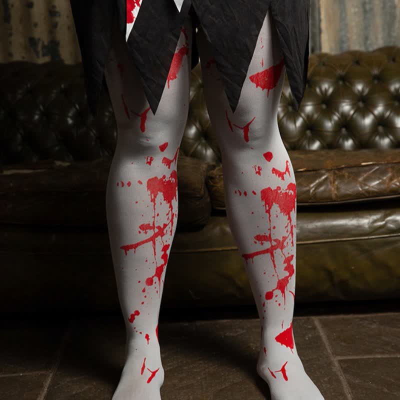 Halloween Blood Print Thigh High Stockings - White - One Szie - image 2
