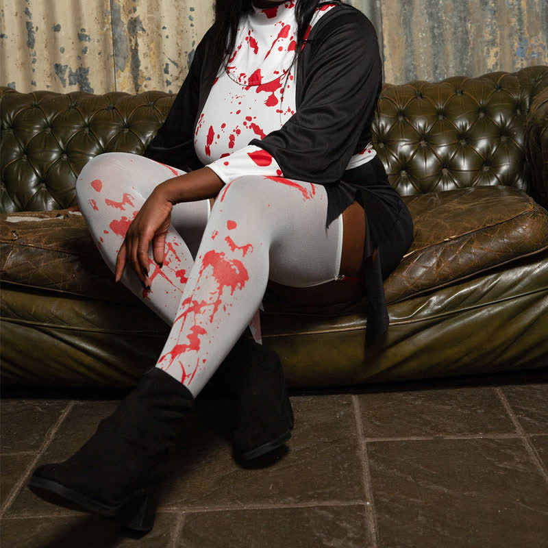 Halloween Blood Print Thigh High Stockings - image 1