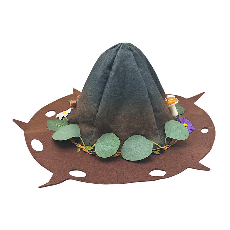 Halloween Mushroom Leaf Wizard Hat - Brown - One Size - image 4