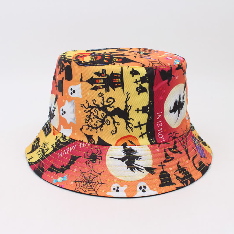 Plus Size Halloween Spooky Print Bucket Hat - B - One Size - image 4