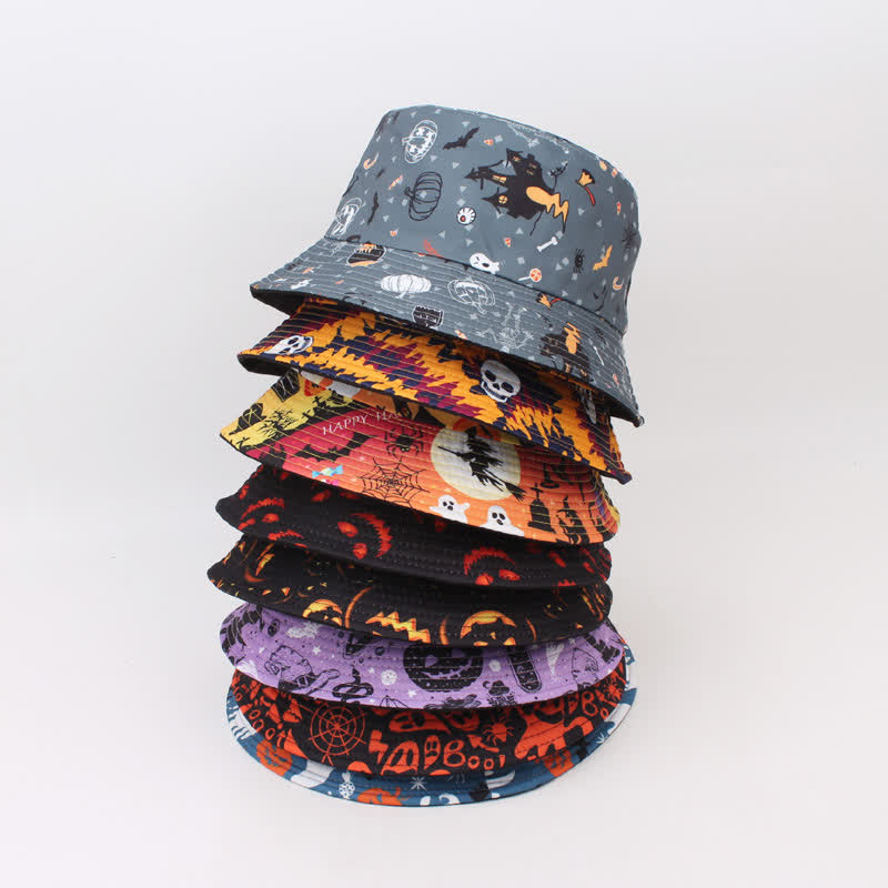 Plus Size Halloween Spooky Print Bucket Hat - image 2