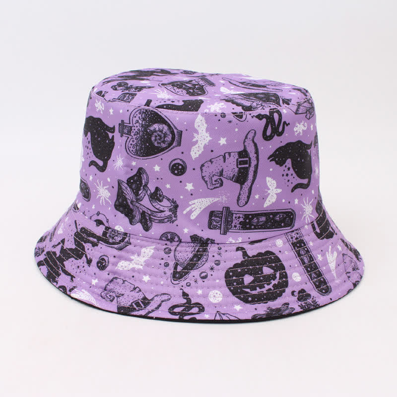 Plus Size Halloween Spooky Print Bucket Hat - E - One Size - image 7