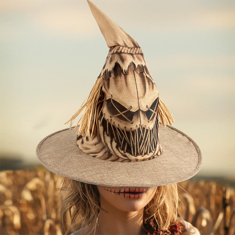 Plus Size Halloween Scarecrow Witch Hat - Yellow - One Size - image 2