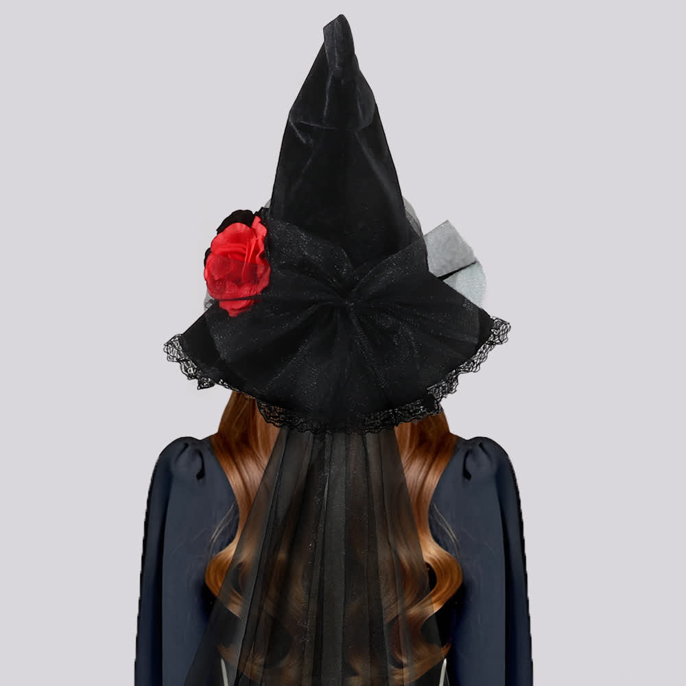 Halloween Mesh Artificial Flower Witch Hat - image 2