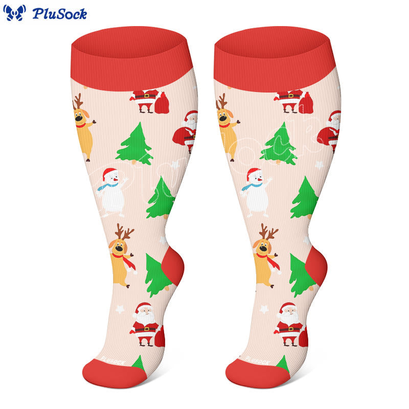 Plus Size Christmas Bears Compression Socks(3 Pairs) - image 4