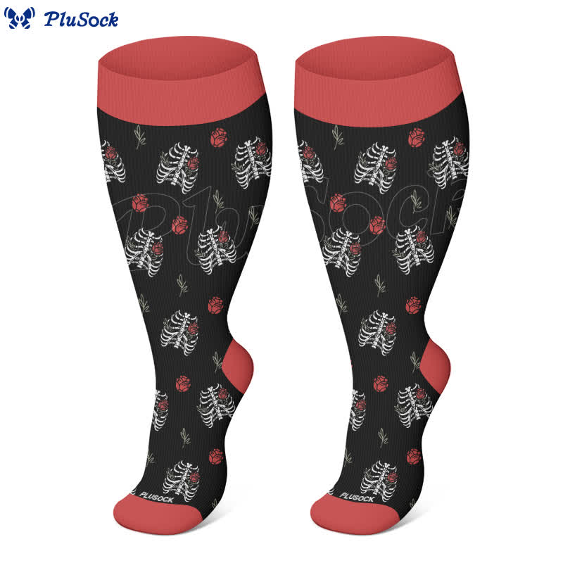 Plus Size Halloween Skull Monstera Compression Socks(3 Pairs) - image 2
