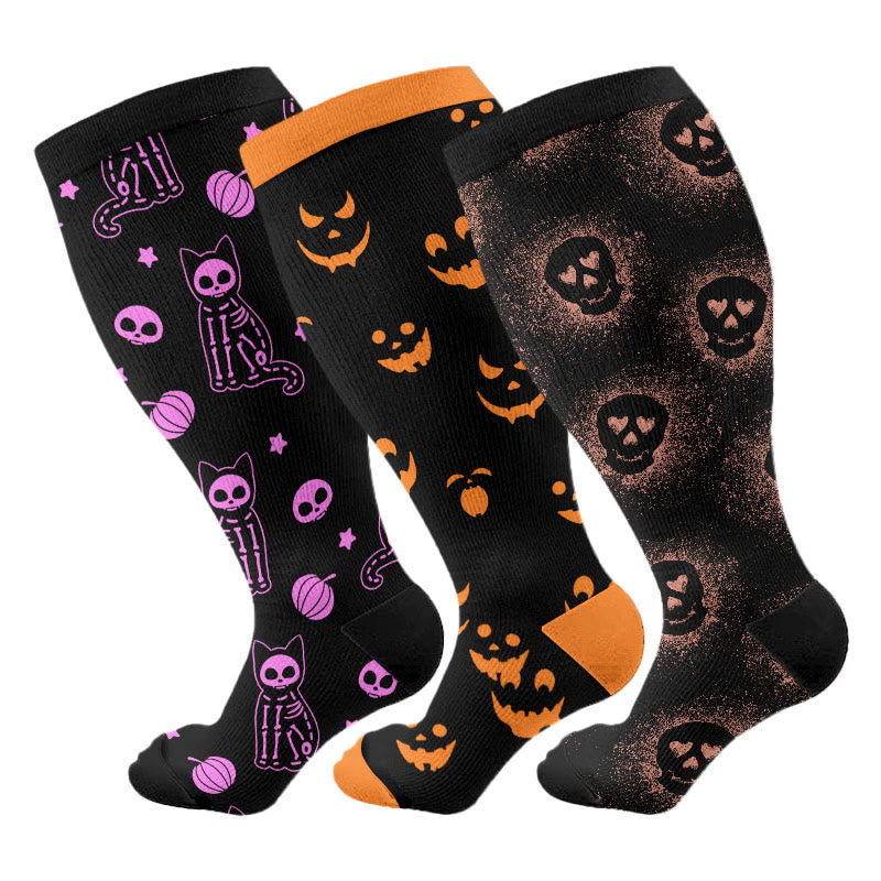 Plus Size X Ray Cat Compression Socks(3 Pairs) - Multicolor - 4XL - image 2